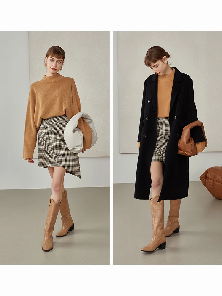 Юбка-мини клетчатая трапециевидная с завышенной талией на осень/зиму | Женская