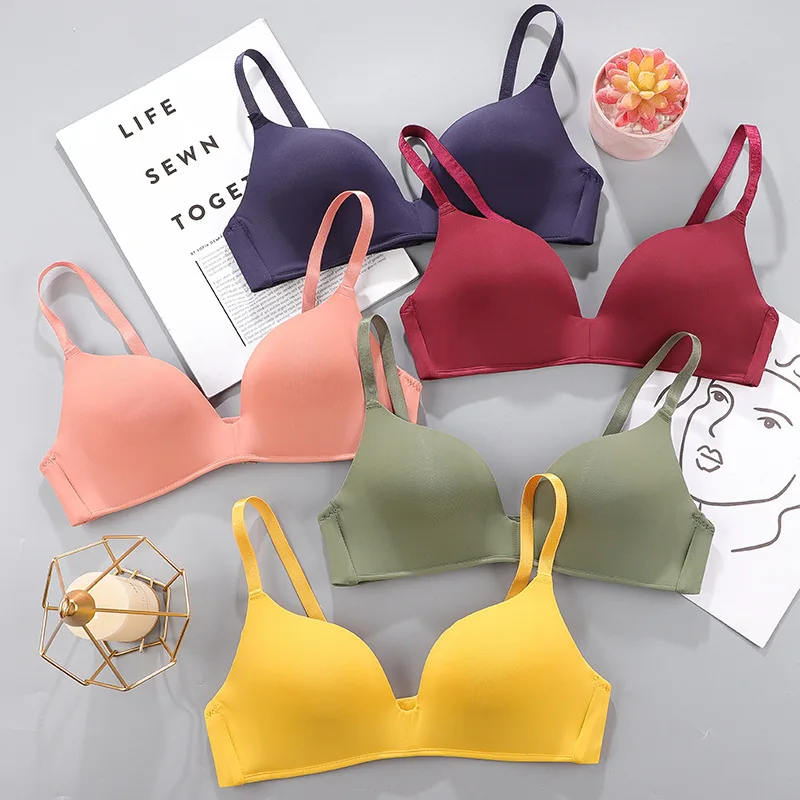 

Women No Wire Push Up Seamless Bra Sexy Underwear Girls Students Breathable Thin 12 Colors Bras Female's Bra Breathable Gathered