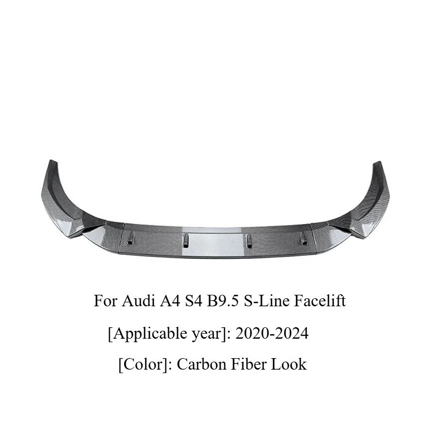 

Для Audi A4 S4 B9.5 S-Line Facelift 2020-2024 Автомобильный передний бампер, спойлер, подбородок, сплиттер, диффузор, передние лезвия, комплекты кузова, защита