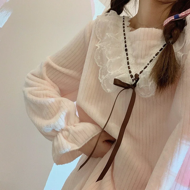 Зимние плотные теплые фланелевые ночные рубашки с длинным рукавом для женщин