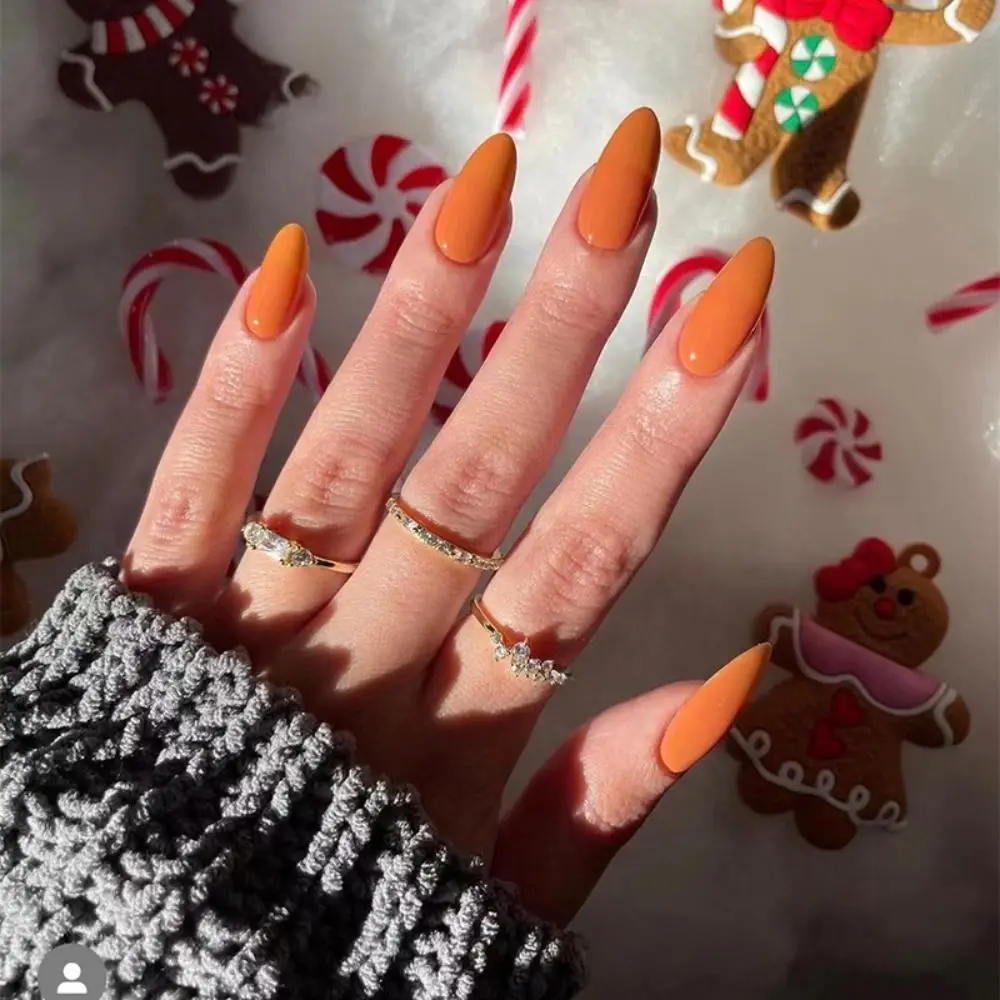 

24pcs Detachable Press on Nails DIY Full Cover Christmas Long Almond French Fake Nails
