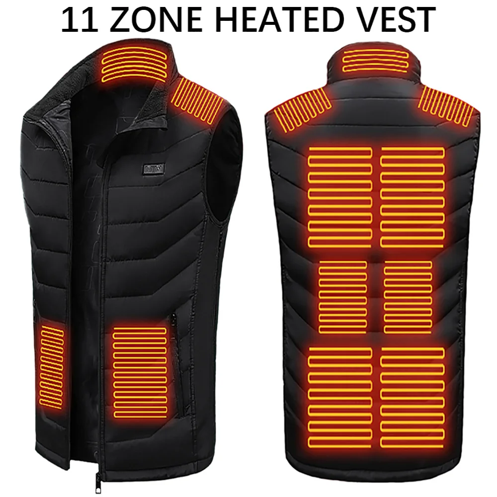 

11 Zone Heated Vest, Smart USB Powered Thermal Jacket, Men's Ladies Heated Jacket Apparel, Camping Hiking Thermal Vest