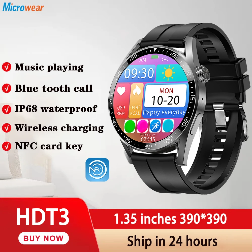 

2022 New Men Sports Smart Watch NFC Blue Tooth Call Music Play GPS Tracker Wireless Charger Waterproof Women Fitness Smartwatch