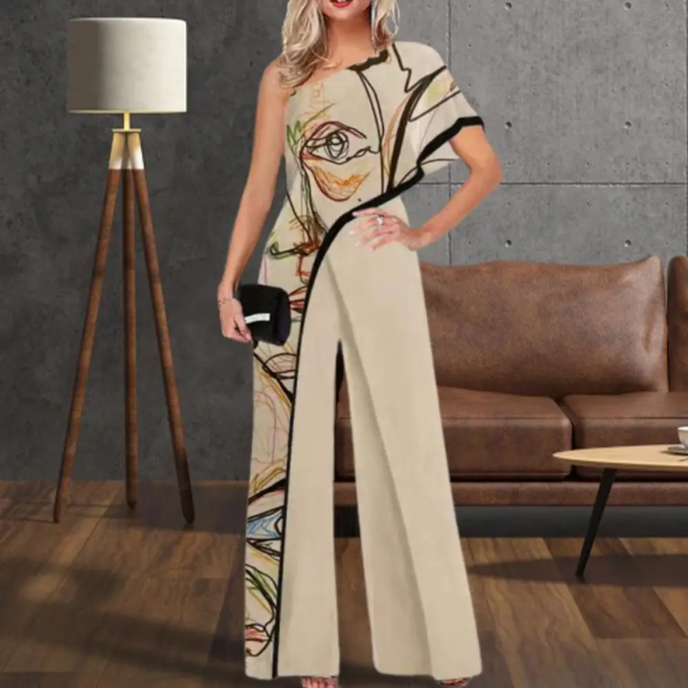 

Женский Летний комбинезон на одно плечо, с принтом в полоску