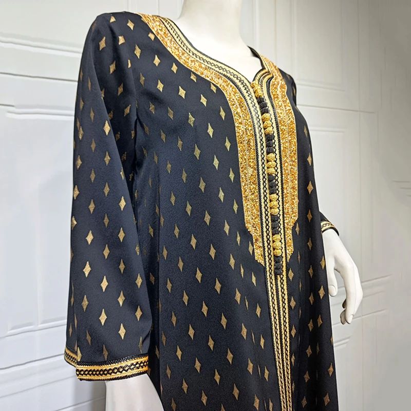 Ramadan Muslim Woman Middle East Abaya 2022 Bronzing Diamonds Plus Size Arabic Long Dresses Robe Aid Femme Dubai Turkish Abayas