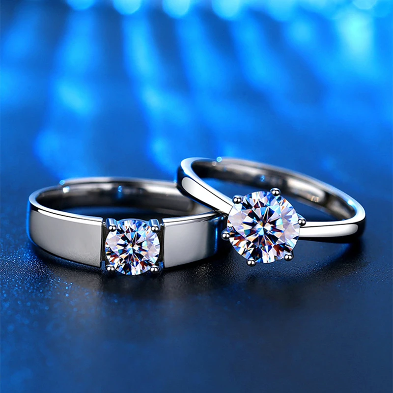 

2Pcs Exquisite Fashion Silver Plated Metal Zircon Couple Ring Sets for Women Men Elegant Luxury Engagement Wedding Jewelry Gift