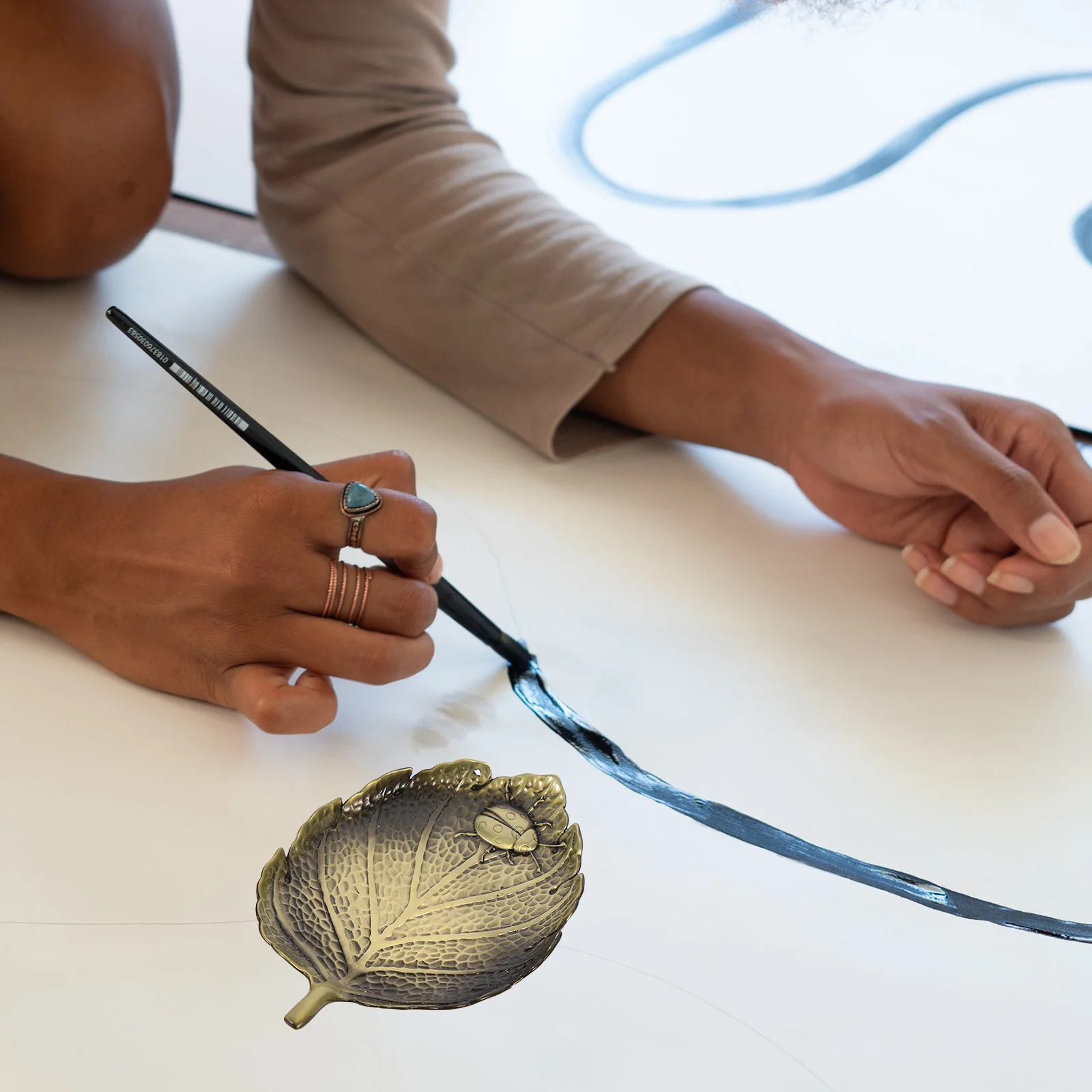 Поднос для чернил металлическая каллиграфия бабочка винтажный декор нежная