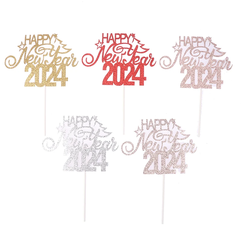 

1Pc 2024 Cake Topper Happy New Year Cheers New Year's Eve Party Decorations Cake Toppers