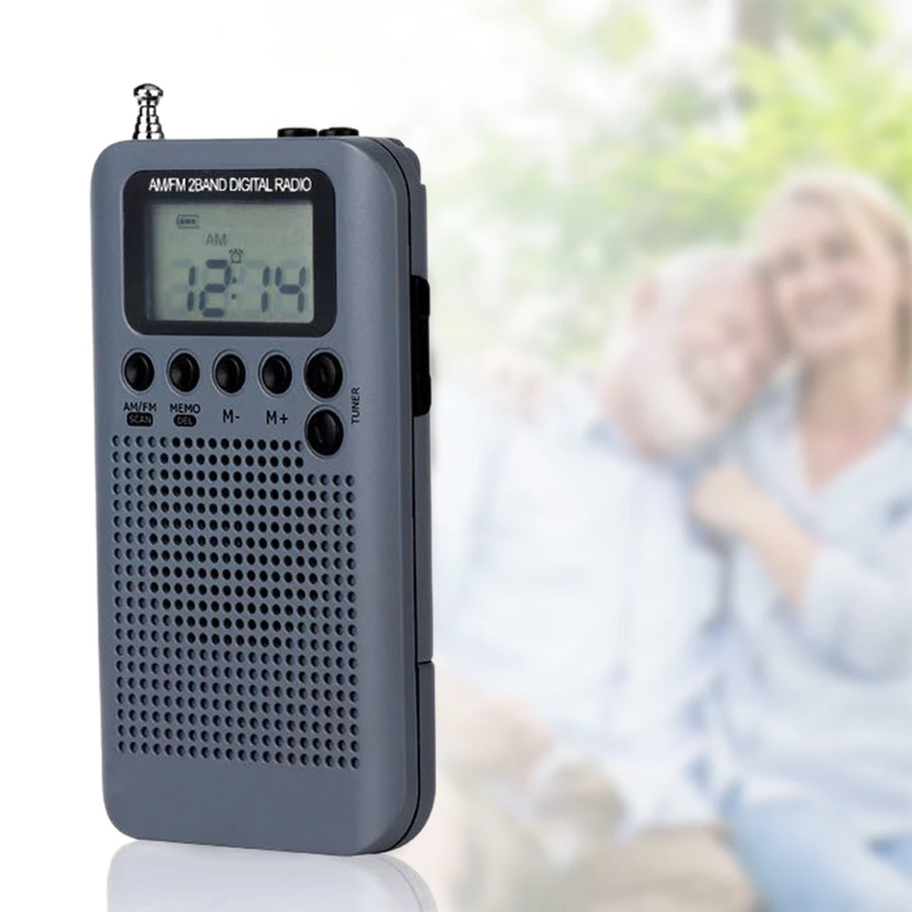 

Portable AM FM Digital Radio Pocket Mini Digital Tuning Radio Receiver LCD Display Screen Radio Stations with Backlight Black