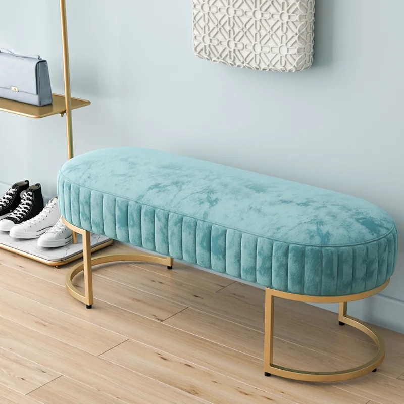 

Luxury Shoes Stool Ottoman Pouf Bench Home Door Dress Hotel Bar Cafe Store Long Sofa Rest Stool Fur Velvet Soft Vanity Chair