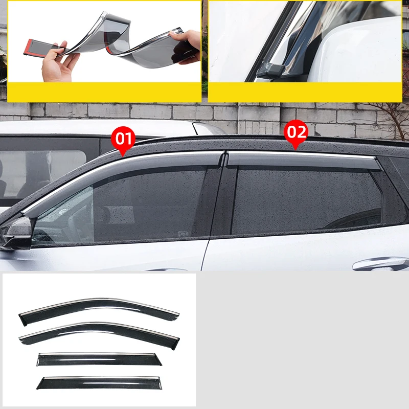 

Для Geely Atlas II 2024 2025 2023, Стайлинг автомобиля, внешний козырек, вентиляционные шторы, оконный козырек, защита от солнца и дождя, дефлектор, автоаксессуары