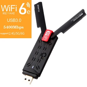 AX5400M USB Wifi6E Adapter 2.4G&5G&6GHz USB 3.0 Wifi 6 Receiver Tri-band Antenna MU-MIMO Plug And Play For Windows 10/11