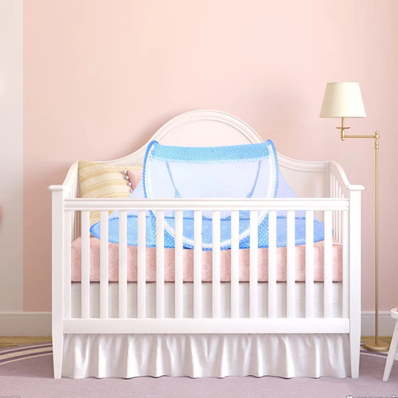 

Baby Mosquito Net Toddler Baby Mosquito Net solid color skin-friendly Portable Baby Bed Travel Cot Foldable Crib with Mattress