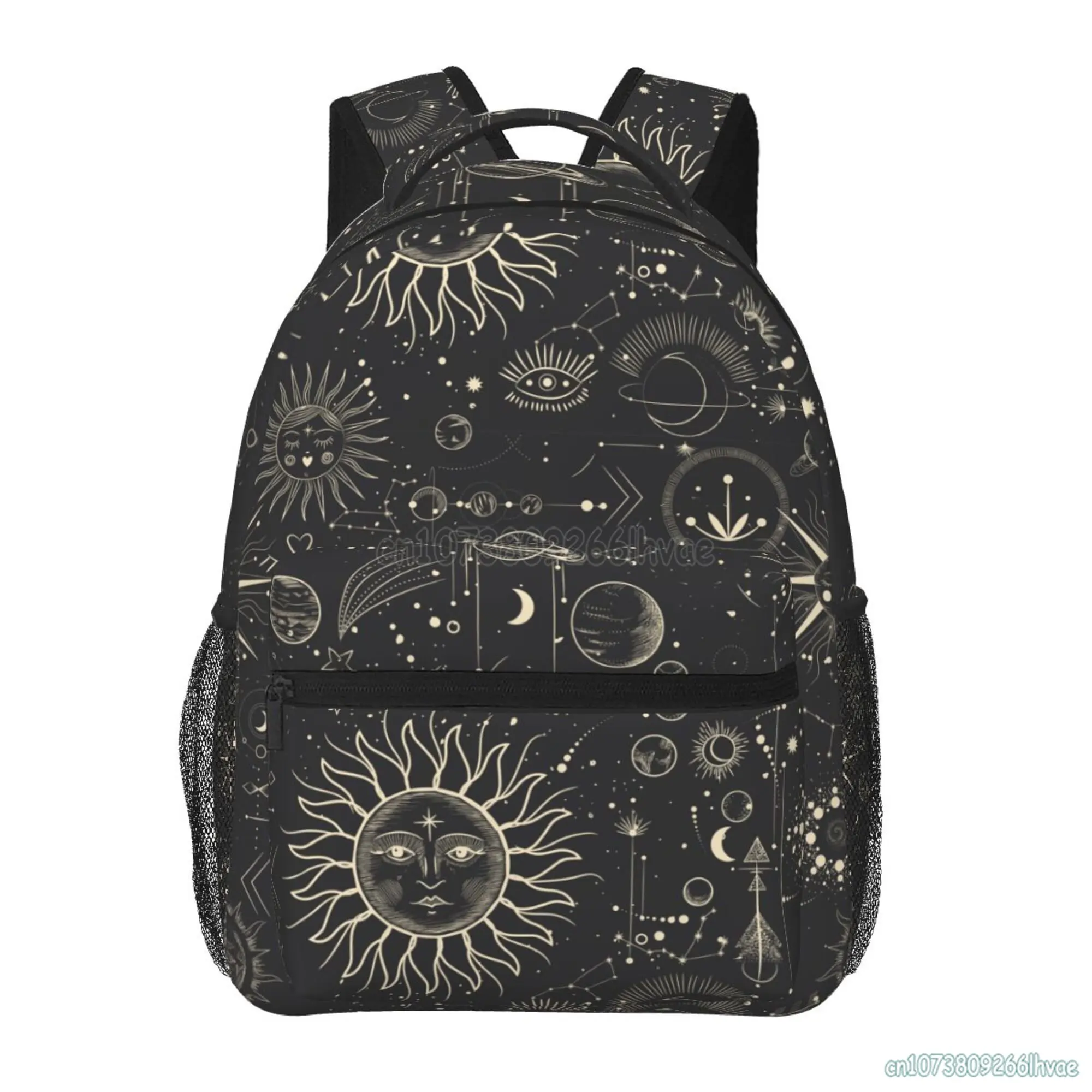 Celestial Pattern Sun and Moon Mystic Goth Witchy Backpacks Schoolbag Rucksack for Students Unisex Softback Travel Bag
