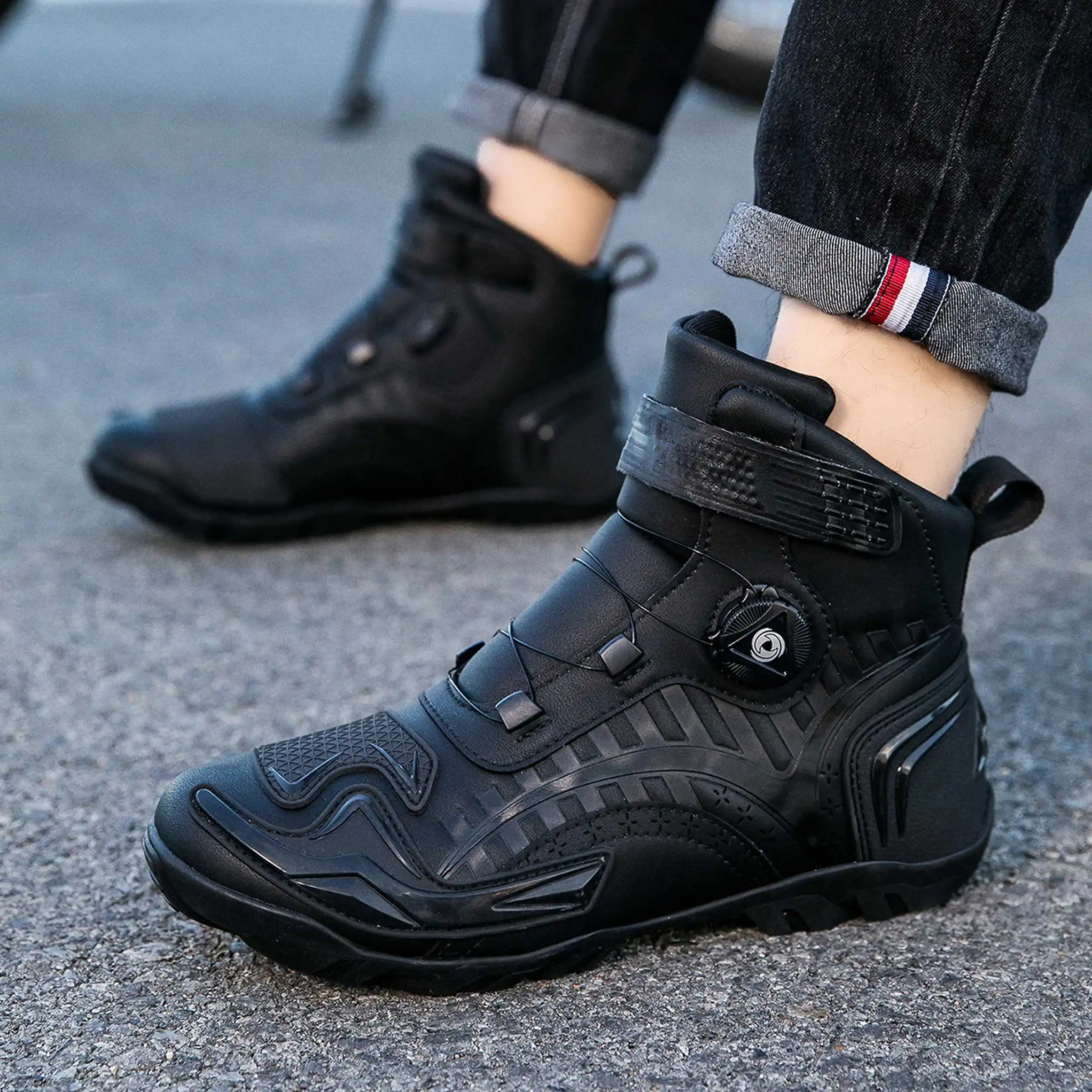 

Мужские Кожаные Мотоциклетные Ботинки: Дышащие, Нескользящие, Износостойкие, До Щиколотки, Для Гонок