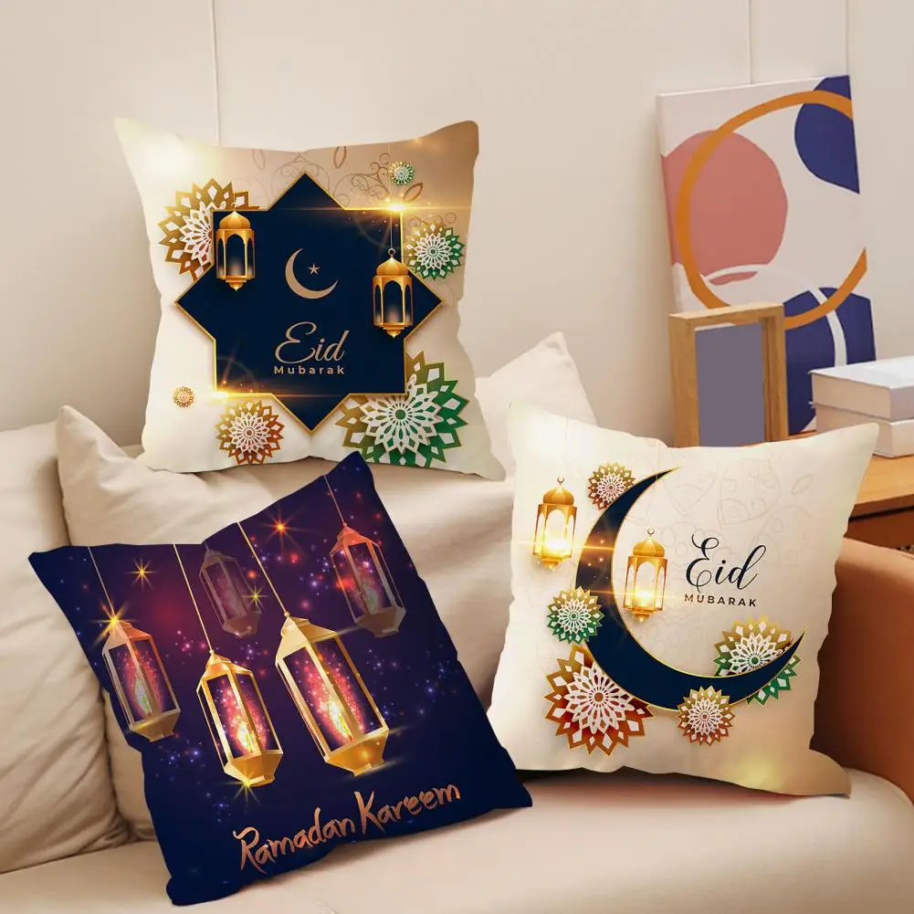

New Mubarak Decor Cushion Cover Moon Star Ramadans Kareem Pillowcase Islamic Mulism Sofa Car Home Decorative Throw Pillowcase