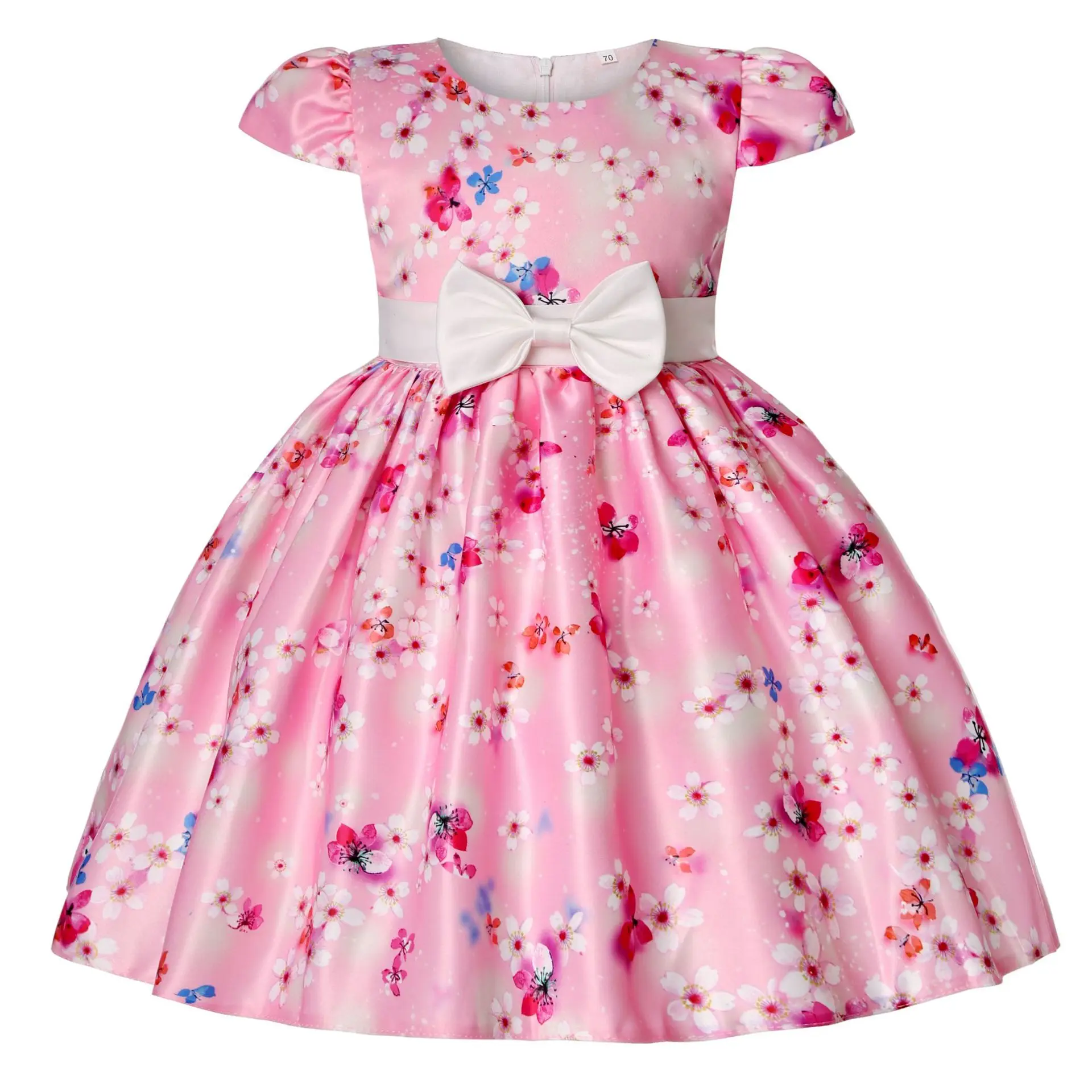 

Children Princess Dress Girls Floral Puff Sleeve Tutu Dress Child Girl Fashion Birthday Party Gown Kids Mesh Dress Summer 6M-5T
