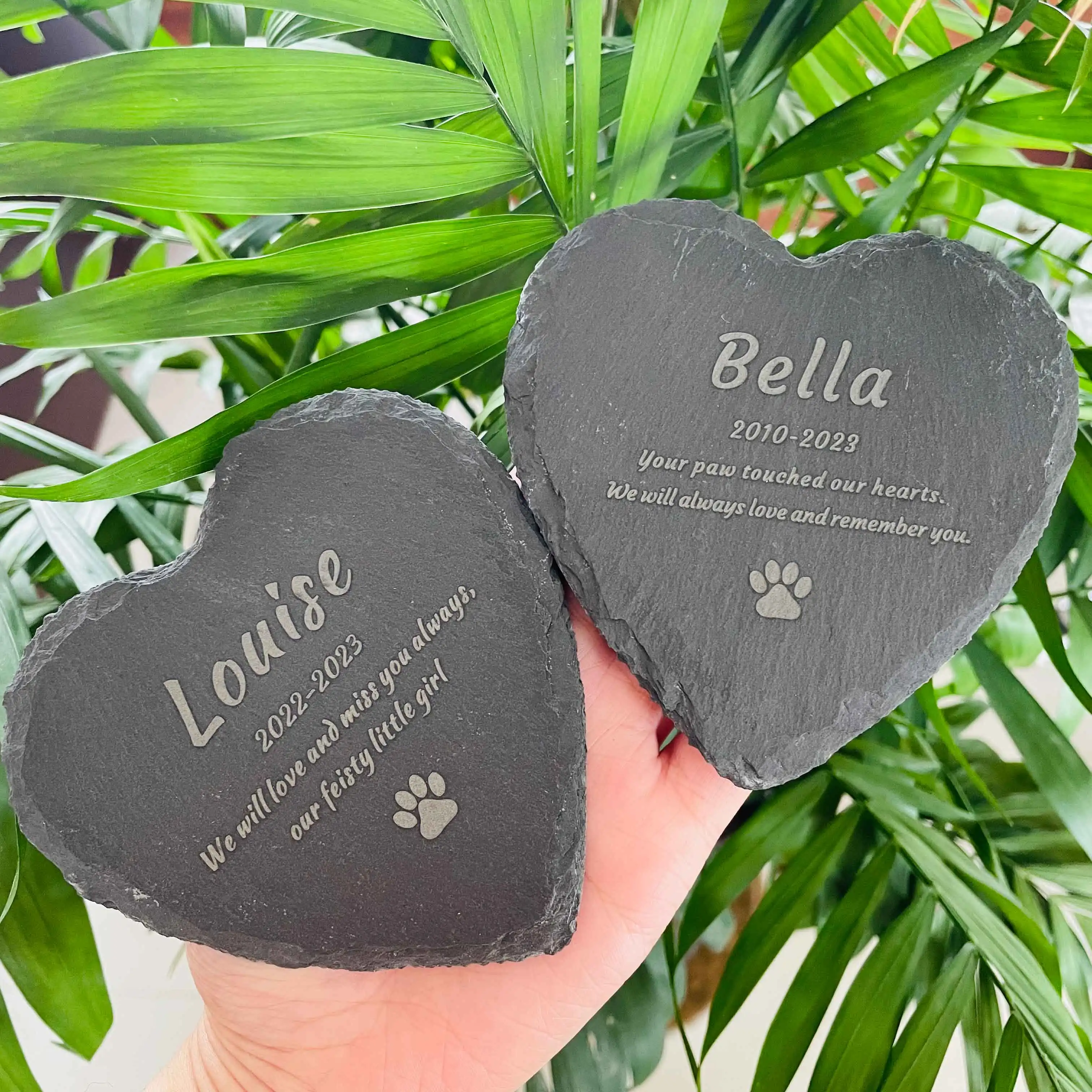 Personalized Pet Memorial Stone, Custom Engrave Dog Cat Memorial Plaque Grave Stone, Heart Rock with Pets Name, Pet Loss Gift