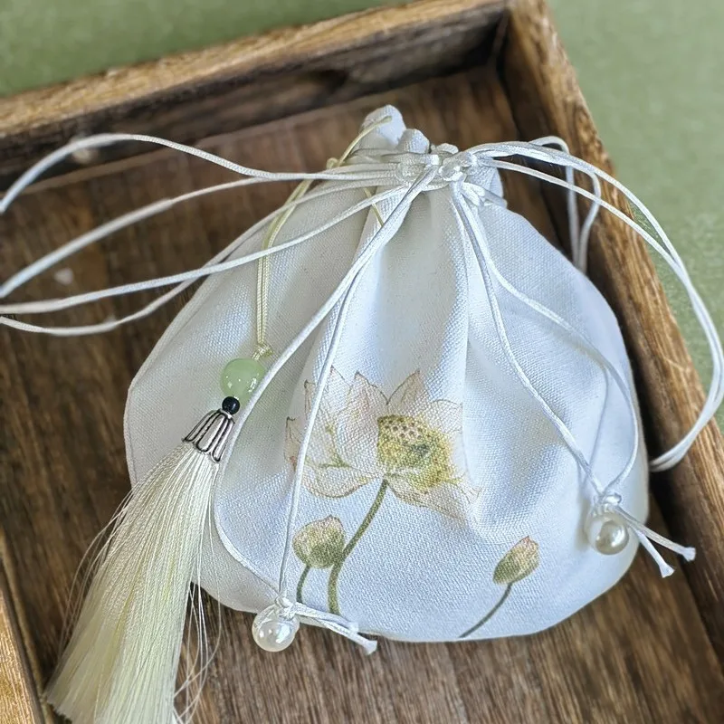 Фото Chinese Style Art Mini Antique Style Printed Purse Tassel Small Sachet Pendant Sachet Hanfu Accessories Sachet Empty bag B3 №2