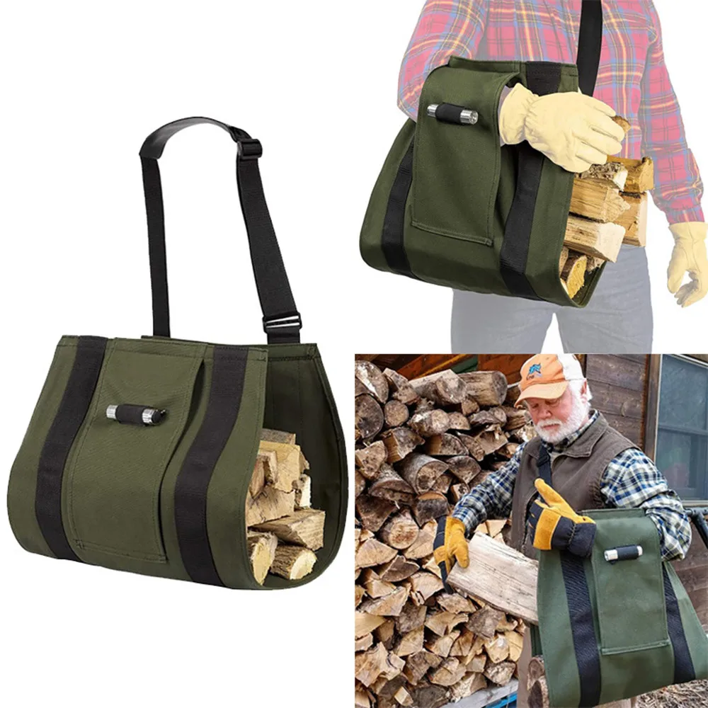 

Outdoor Camping Firewood Storage Bag Carry Storage Bag Handbag Wood Handling Bag