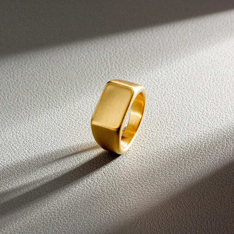Кольцо из нержавеющей стали 316L для мужчин 2024 гладкая прямоугольная печать
