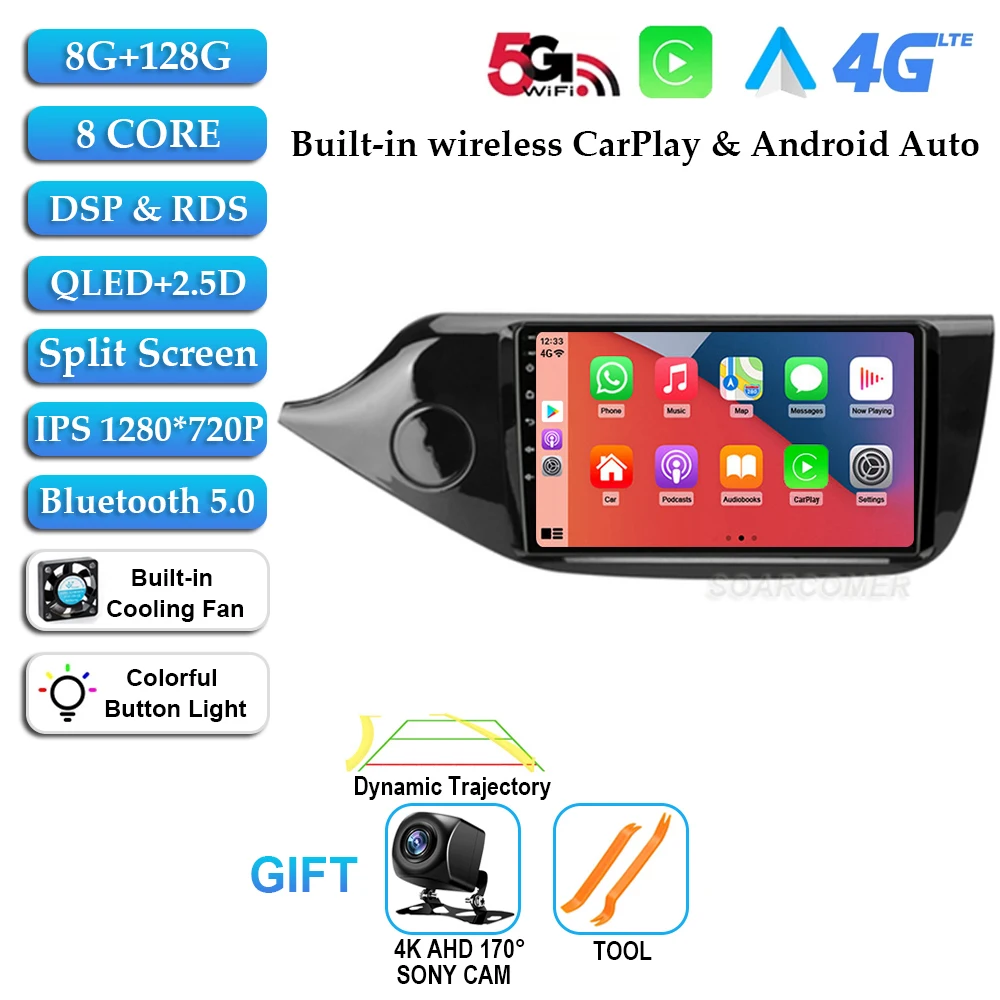 

Android 15 для KIA Cee'd CEED JD 2012-2018 Беспроводной Carplay Авто WIFI Автомобильный радиоприемник GPS-навигация Мультимедийный видеоплеер Головное устройство