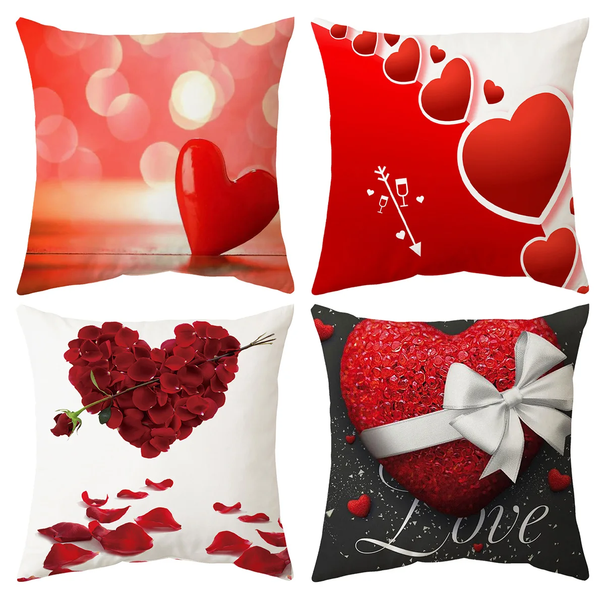 

Pillow Cover 4Pcs Short Plush Polyester Pillow Case 18x18in Decorative Skin-Friendly Love Pillow Sleeve with Hidden Zipper