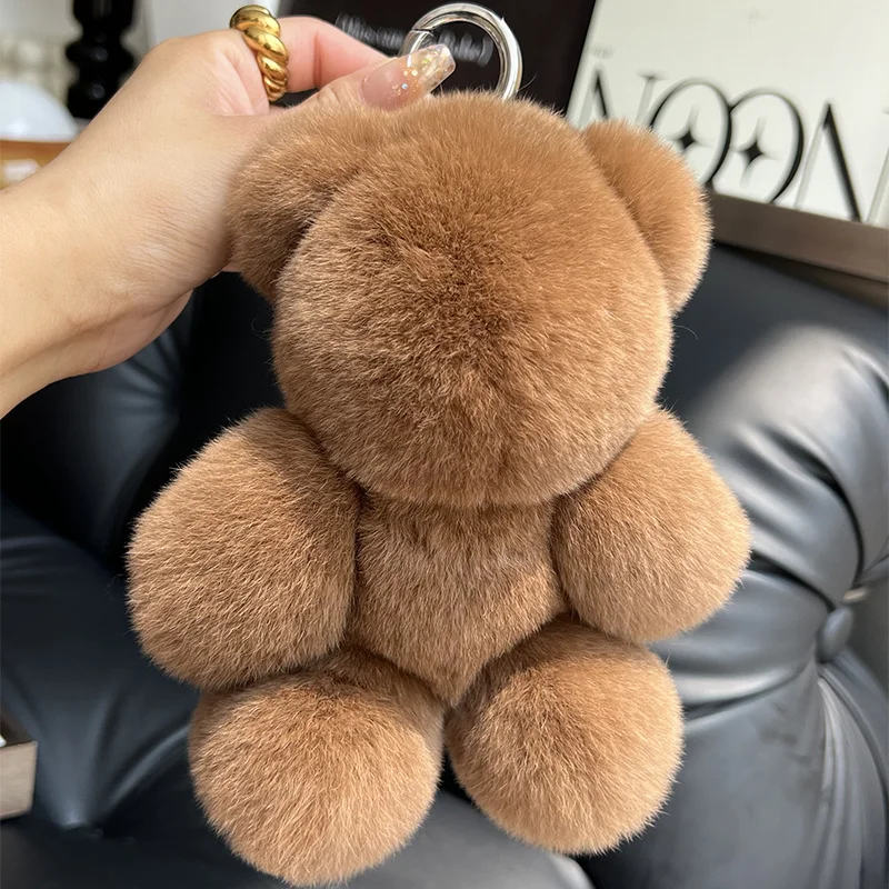 Милые безделушки с медведем брелок из меха кролика Рекс маленькая плюшевая