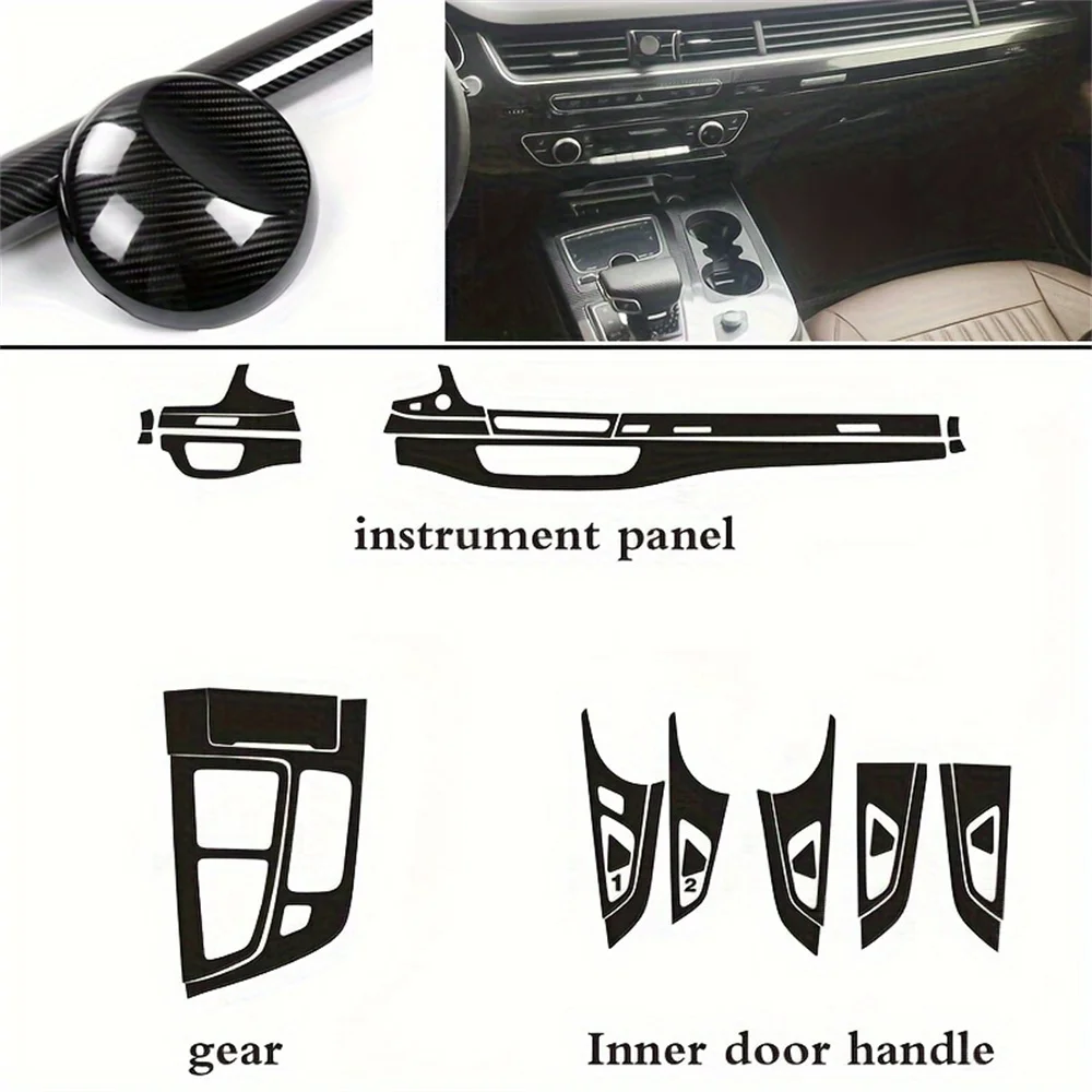 Для Audi Q7 4M 2016-2019 внутренняя центральная панель управления дверная ручка наклейки из углеродного волокна наклейки аксессуары для стайлинга автомобилей