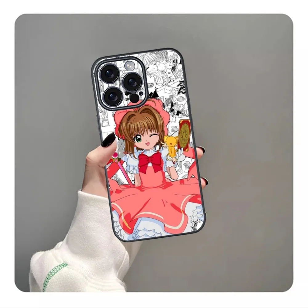Japanese Anime C-Cardcaptor S-Sakura Phone Case For iPhone 16 15 14 13 12 11 PRO MAX PLUS Mini TPU Soft to Skin-friendly case