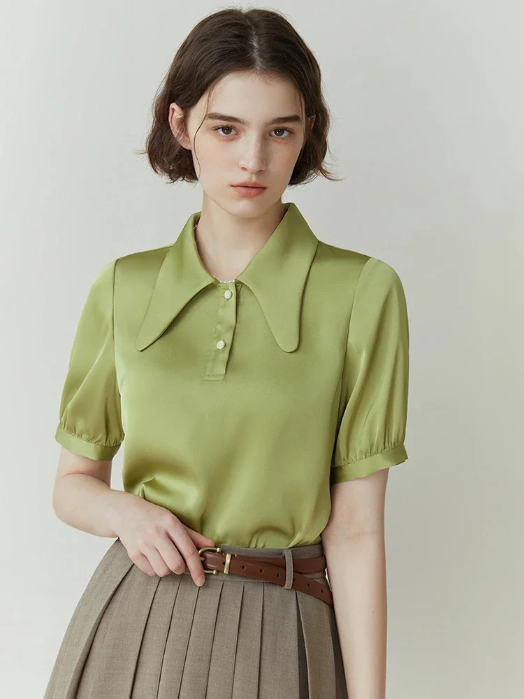 Женская рубашка-поло с острым вырезом и коротким рукавом