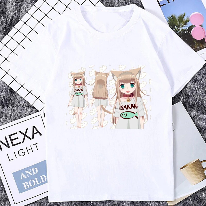Футболка женская с японским аниме My Cat Is A Kawaii Повседневная Уличная одежда в стиле