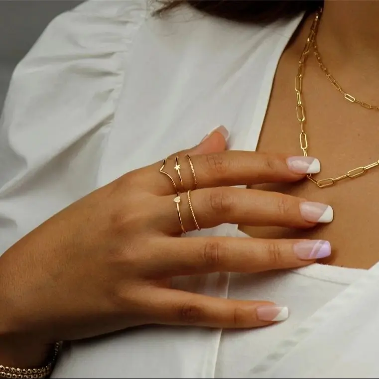 Штабелируемое кольцо в форме сердца Золотое 14 карат 3 5 мм ювелирные изделия стиле