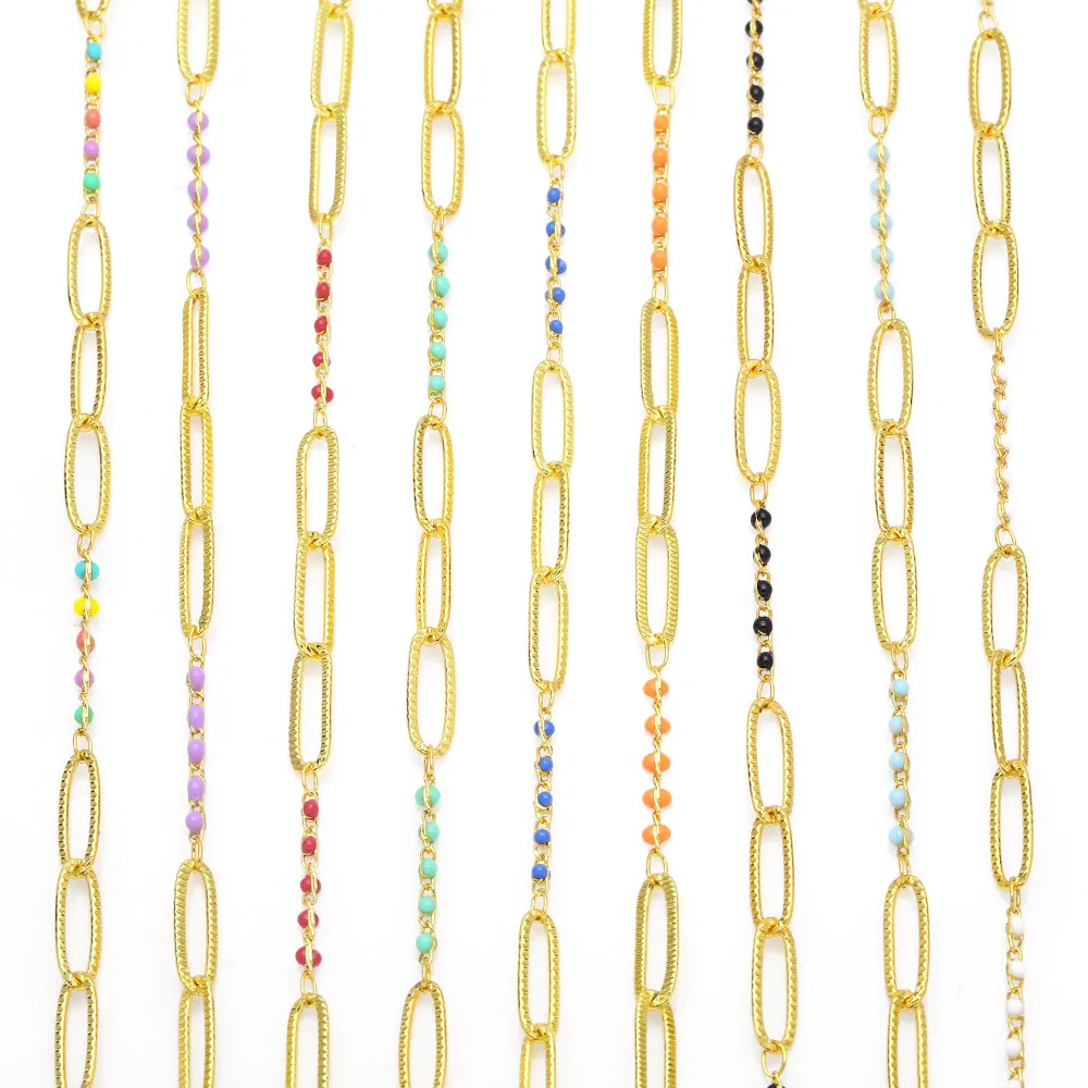 OCESRIO 10M Trendy Enamel Gold Plated Chain for Necklace Bracelet Making DIY Paperclip Link Jewelry Making Accessories cana115