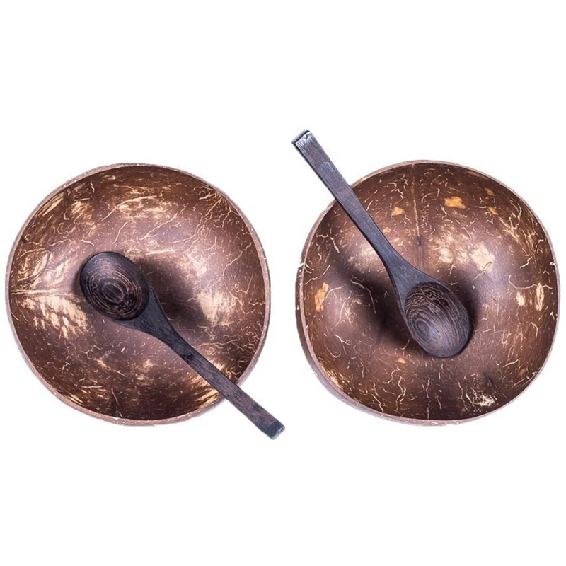 

8X Coconut Bowls And Wooden Spoons For Serving Noodle,Pasta,Smoothie,Porridge,Handicraft Decoration Coconut Shell Bowl