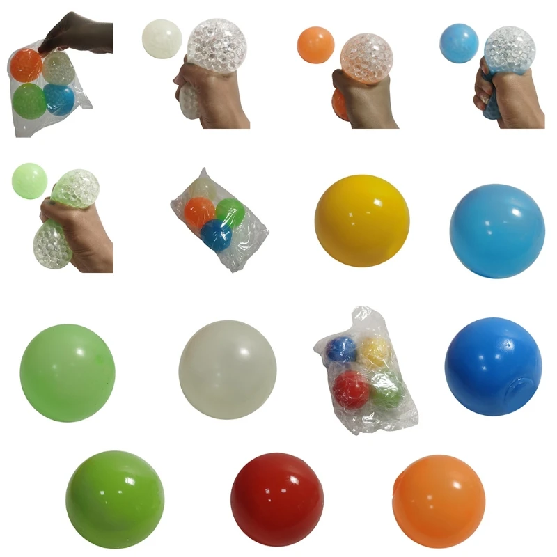 

2’’ Hand Squeeze Toy Fidget Vent Ball Colorful Grape Pinch Toy Novelty Gags for Boys Girls Gift Stress Relief Game Ball A2UB