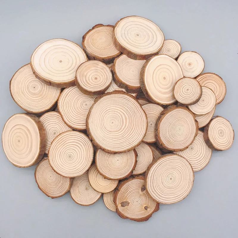 

DIY Round Handmade Timber Log Pine Flake Unfinished Wood Carving Crafts Wooden Sheet Practice Hands Material