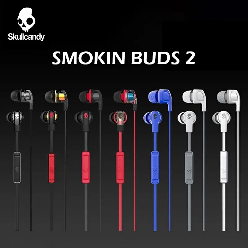 

Skullcandy Smokin' Buds 2 Wired Earbuds with Microphone 3.5mm Connectors Reduce Tangle Cable Waterproof Sports Earphones
