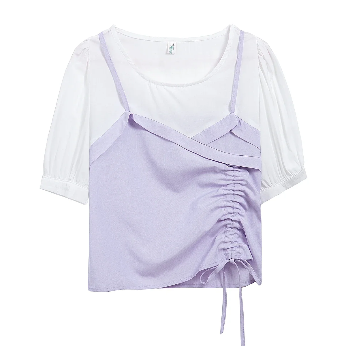 Блузка женская летняя с круглым вырезом и коротким рукавом G436