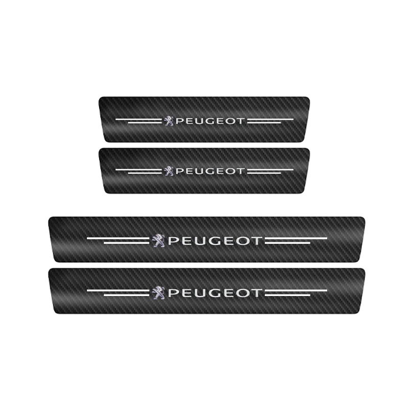 

Наклейки на пороги из углеродного волокна с логотипом автомобиля для Peugeot 2008 3008 4008 206 207 301 307 308 408 508 Внутренние молдинги