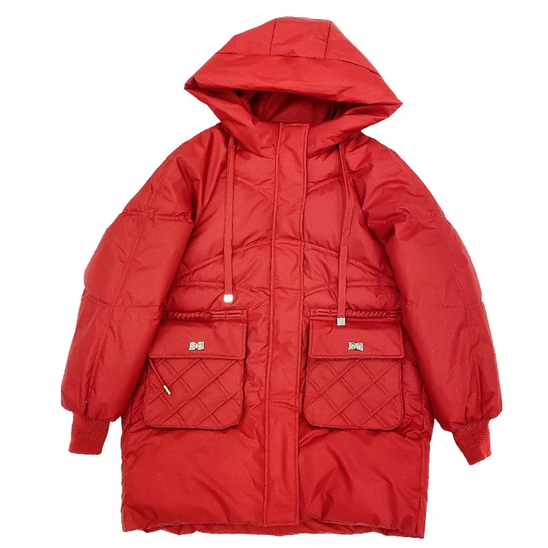 PinkyIsBlack 2023 Autumn Winter Women Mid-long Parkas Jackets Casual Thick Warm Hooded Coat Female Outwear Windproof Jacket Coat