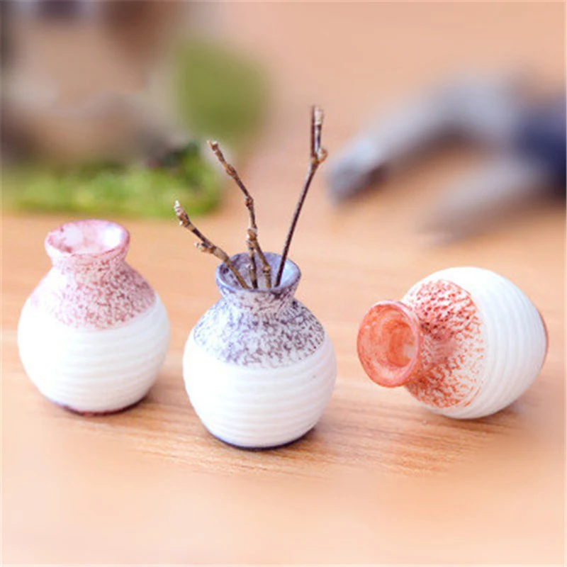 

Resin Miniature Small Mouth Vase Diy Craft Accessory Home Garden Decoration Accessories Home Decoration Fine-cut Vase Ornament