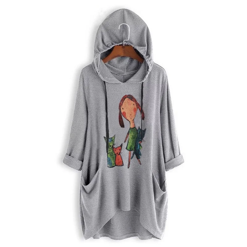 

Women Loose Long Sleeve Pullover Hoodie Spring Autumn Women's Sweater Loose Hooded Top