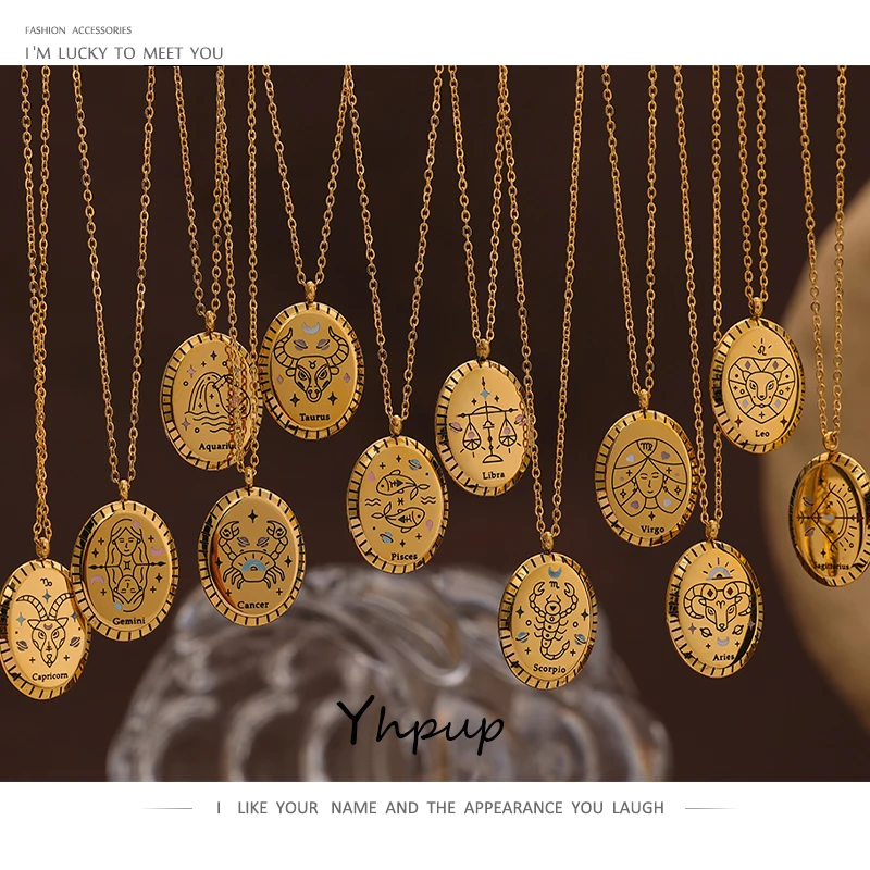 

Новинка 316, ожерелье Yhpup из нержавеющей стали с 12 созвездиями, подвеска, водонепроницаемое Золотое ювелирное изделие, 18 K, фотоподарок