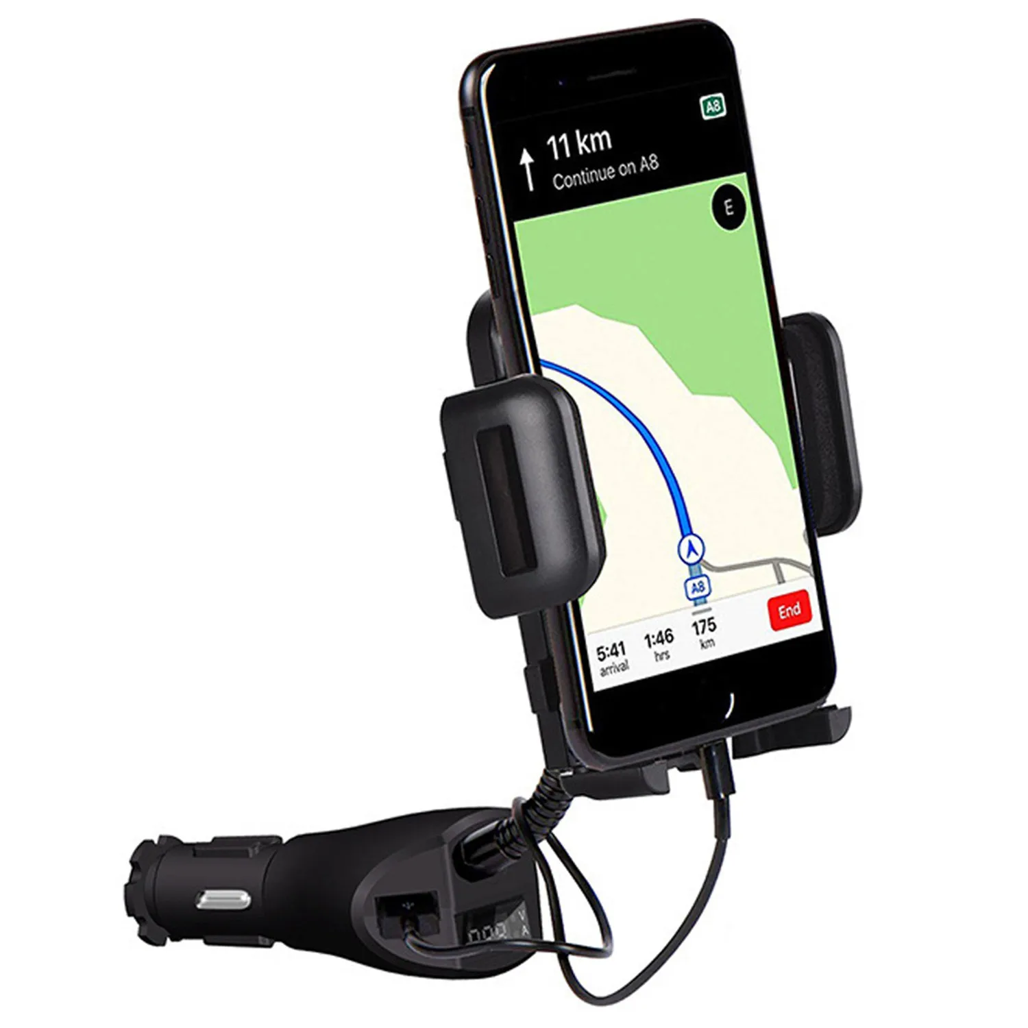 

Автомобильный прикуриватель 3 в 1, держатель для телефона, автомобильное зарядное устройство с двумя USB-портами и детектором напряжения, автомобильное крепление, зарядное устройство для зарядки смартфона