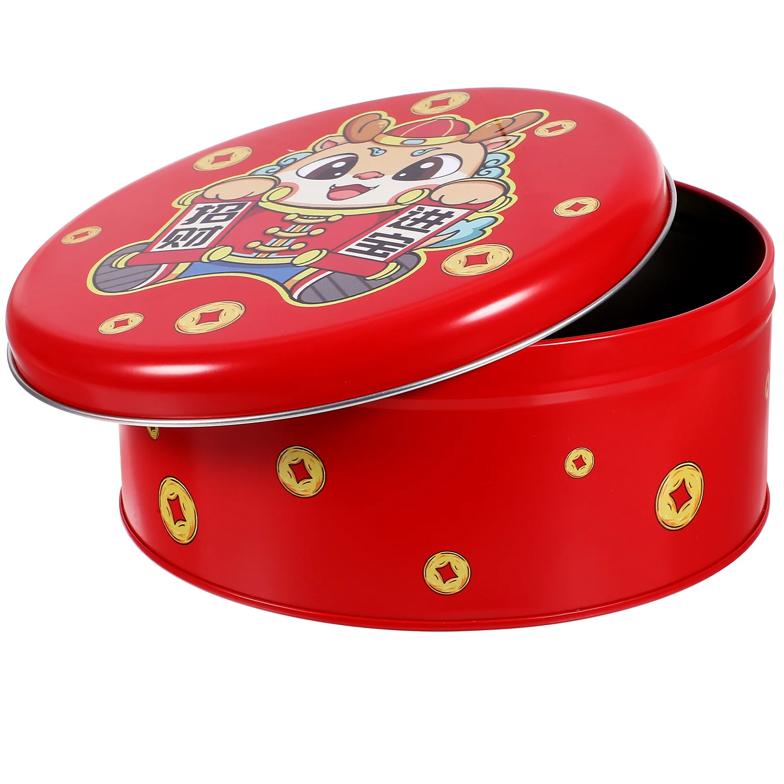 

New Year Tinplate Cookie Tin Candy Biscuits Treat Box Small Gift Case New Year Party Baking Packaging Snack Candy Gift Box