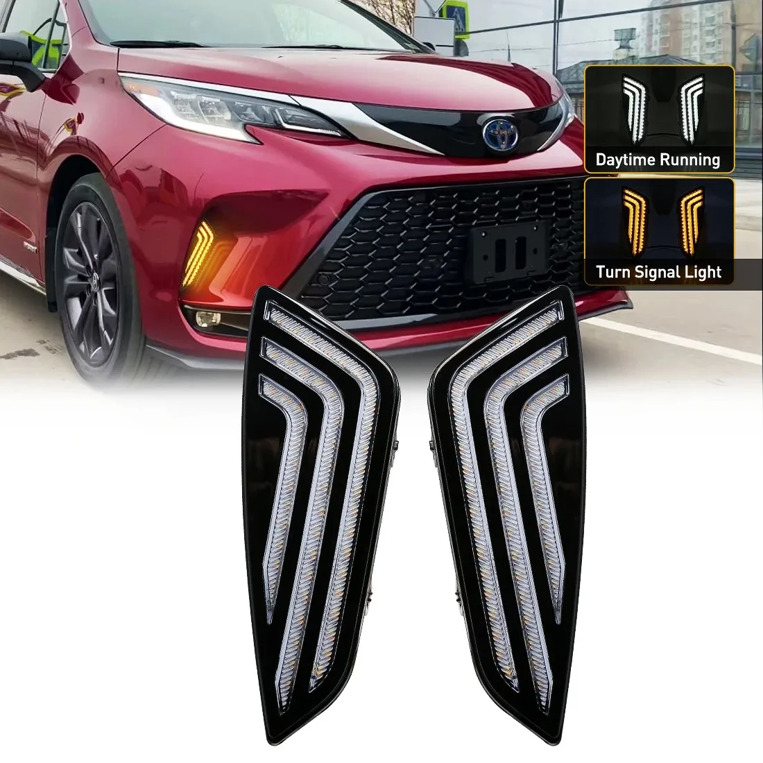 Дневные ходовые огни для Toyota Sienna 2021 Автомобильные дневные противотуманные фары