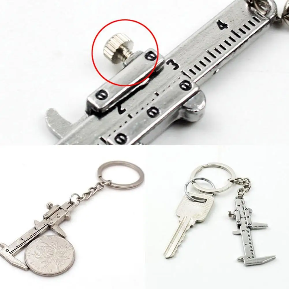 

1PCS Portable Mini Metal Ruler Vernier Caliper Ruler Key Chain Movable Vernier Caliper Ruler Model Keychain Creative Gift