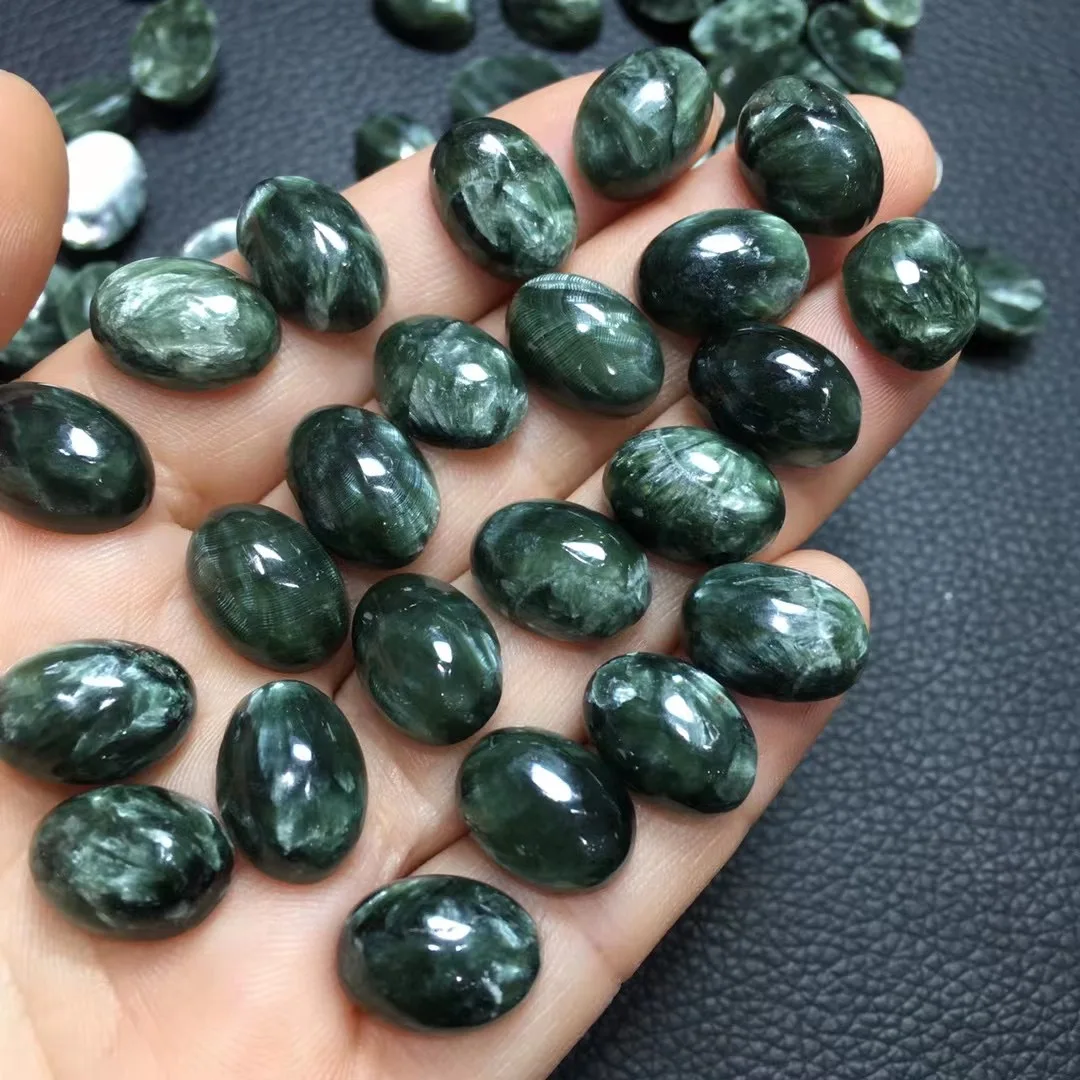 1 шт. Fengbaowu натуральный Серафинит овальный кабошон Форма Бисер для кольца серьги