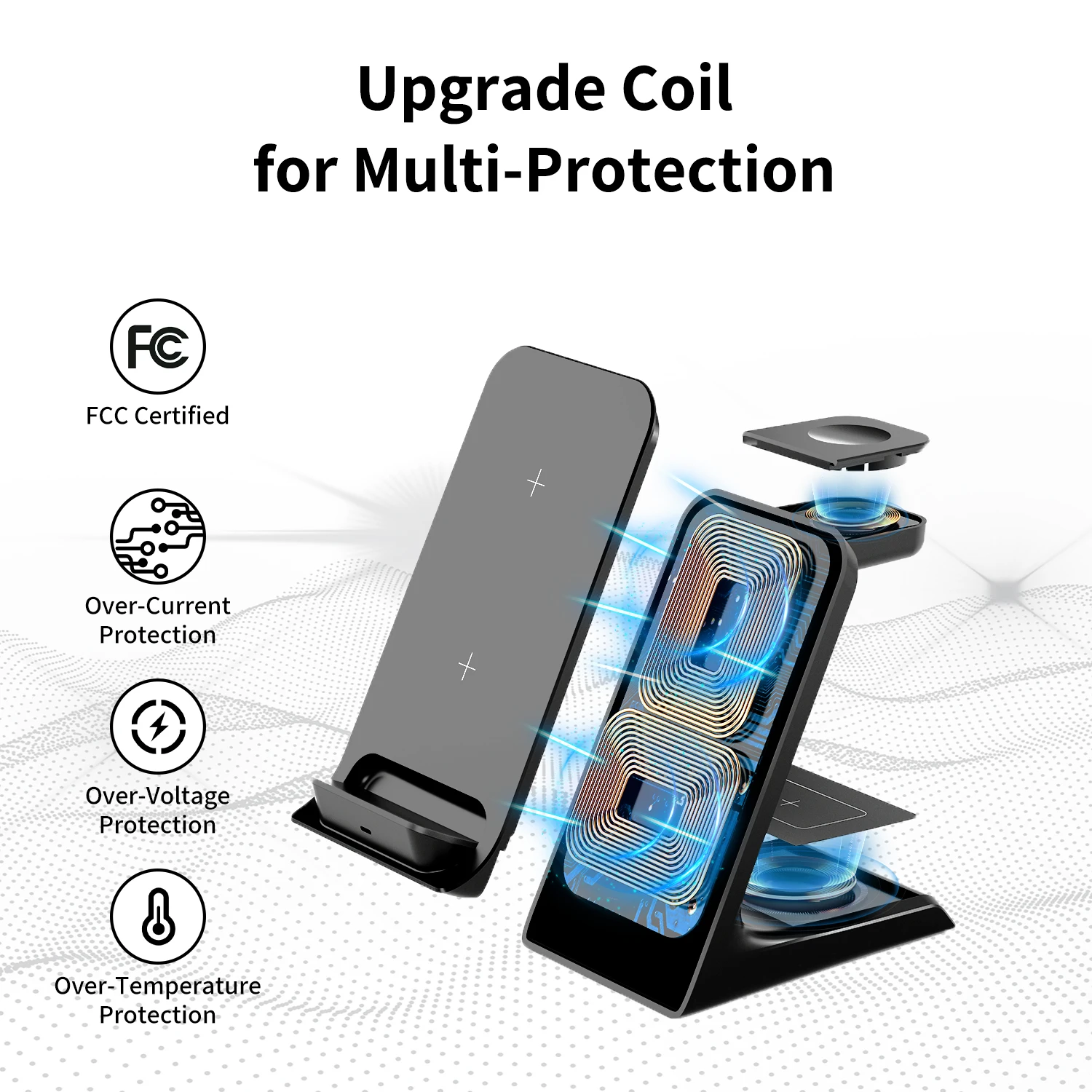 KPON 3 in 1 Wireless Charger Stand For iPhone 14 13 12 11 Apple Watch Ultra 8 7 6 5 Airpods Pro 2 3 Qi 15W Fast Charging Station 5